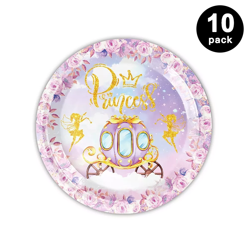 Princess Castle 7 inch 17cm Paper Plates Round 10 Pack