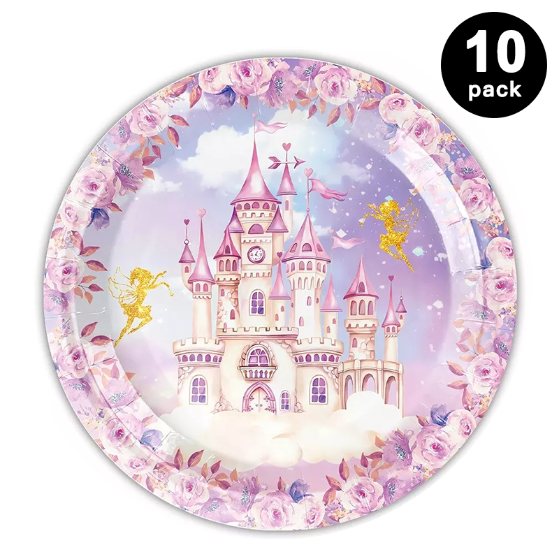 Princess Castle 9 inch 23cm Paper Plates Round 10 Pack