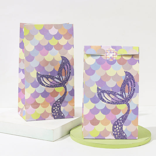 Mermaid Under the Sea Paper Gift Bags with Mini Stickers 12 Pack
