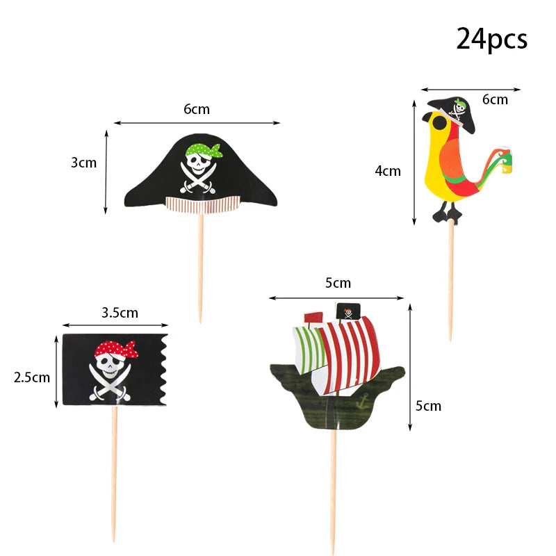 Pirate Theme Cupcake Toppers 24 Pack