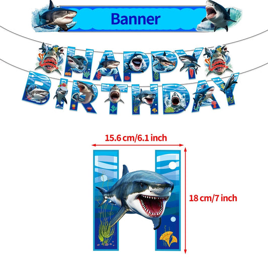 Sharks Theme Happy Birthday Banner