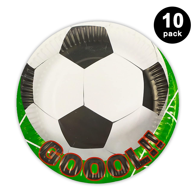 Soccer Theme 9 inch 23cm Paper Plates Round 10 Pack