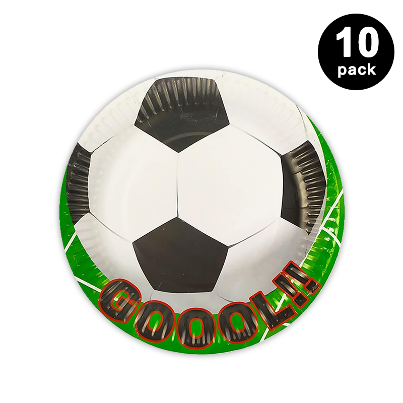 Soccer Theme 7 inch 17cm Paper Plates Round 10 Pack