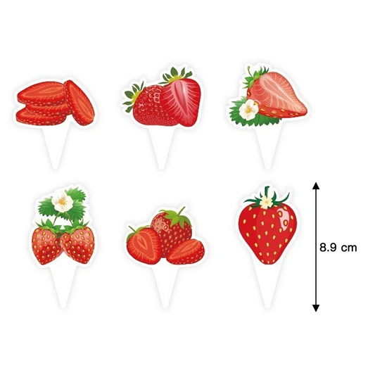 Strawberry Theme Cupcake Toppers 12 Pack