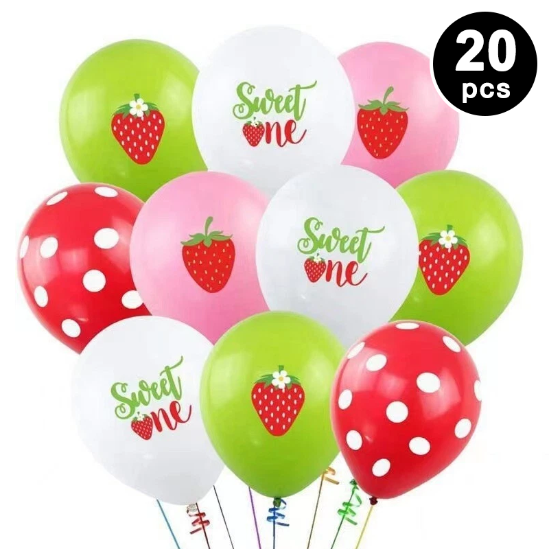 Strawberry Theme Party Decorating Set | Birthday Banner Balloons Cake Toppers