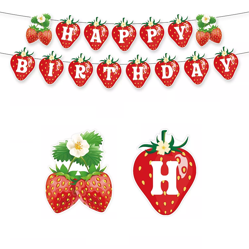 Strawberry Theme Birthday Party Banner 2 meter