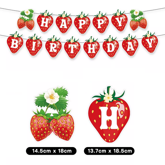 Strawberry Theme Birthday Party Banner 2 meter