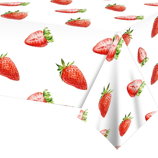 Strawberry Print Table Cover Plastic 220cm x 130cm
