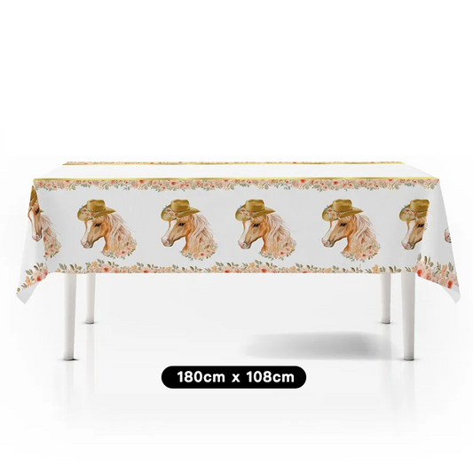Horse Theme Table Cover Tablecloth Plastic 180cm x 108cm