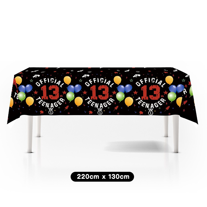 13th Birthday Official Teenager Tablecloth Plastic 220cm x 130cm