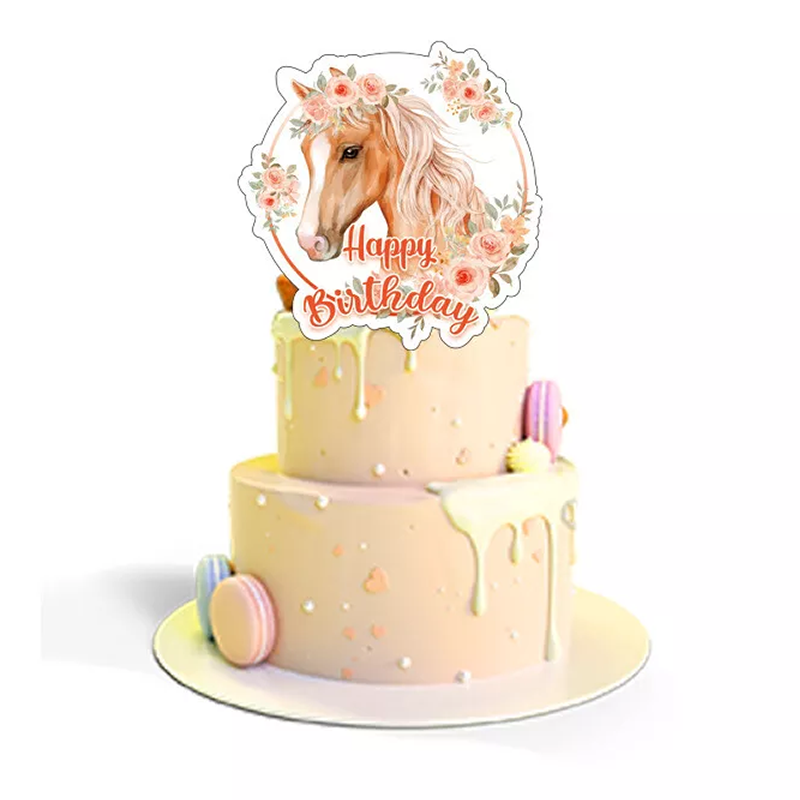 Horse Theme Paper Birthday Cake Topper