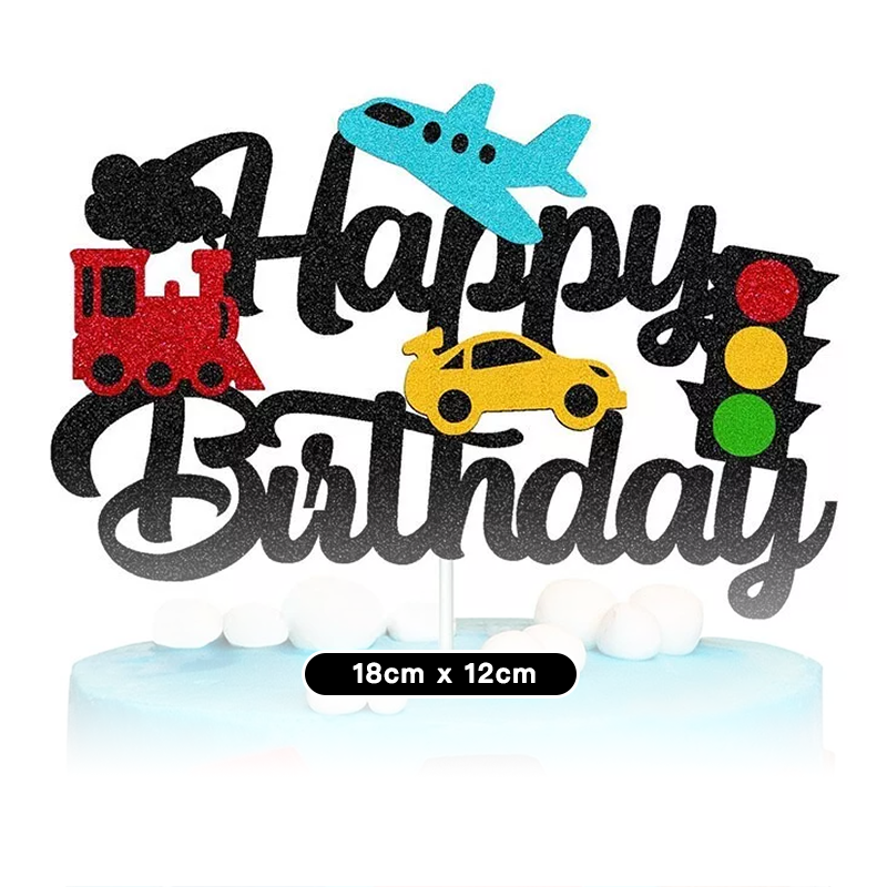 Transportation Vehicles Theme Birthday Cake Topper