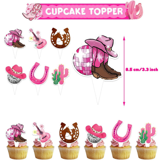Western CowGirl Theme Cupcake Topper 12 Pack