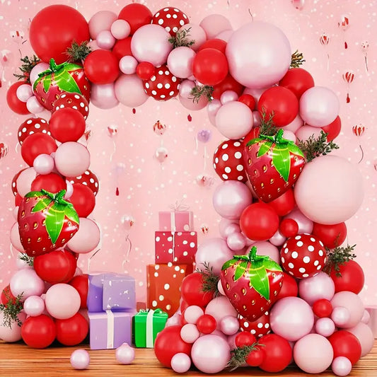 Strawberry Theme Red Pink Balloon Garland Kit