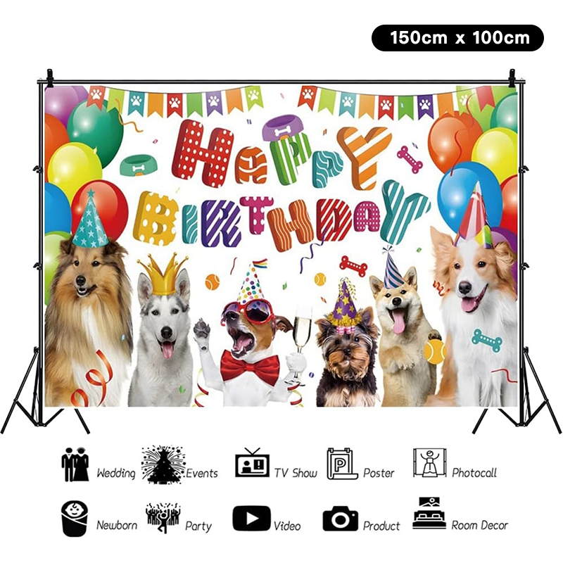 Pet Dog Theme Birthday Party Backdrop Banner 150cm x 100cm