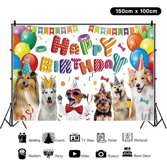 Pet Dog Theme Birthday Party Backdrop Banner 150cm x 100cm