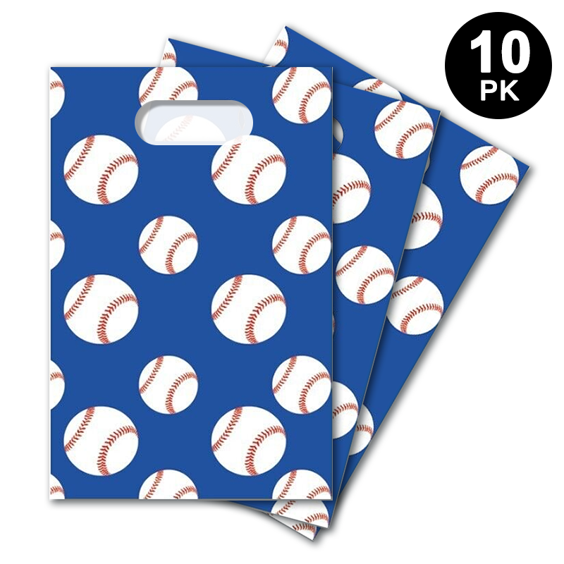 Baseball Theme Gift Loot Bags Plastic 10 Pack