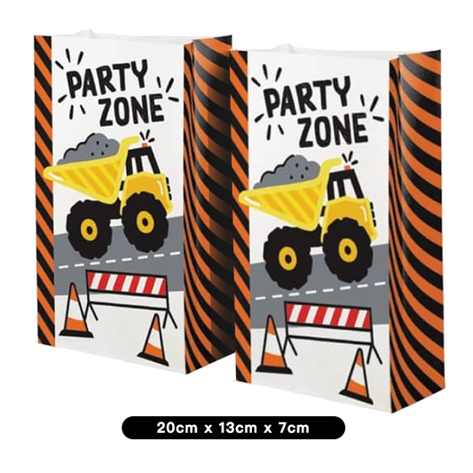 Construction Party Zone Paper Gift Bags 8 Pack