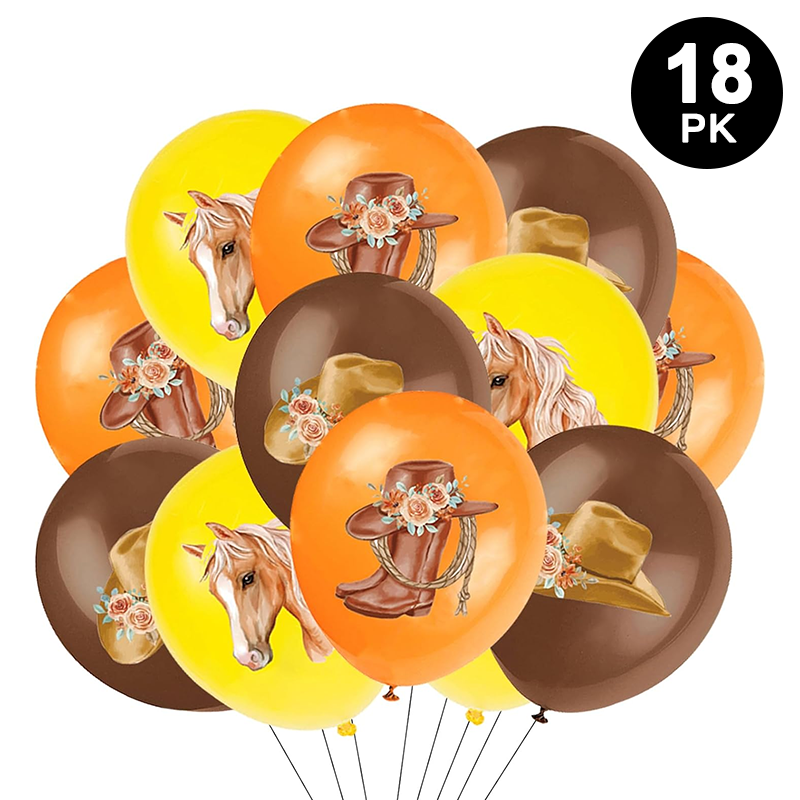 Horse Cowgirl Theme Party Decorating Set | Birthday Banner Balloons Cake Cupcake Toppers