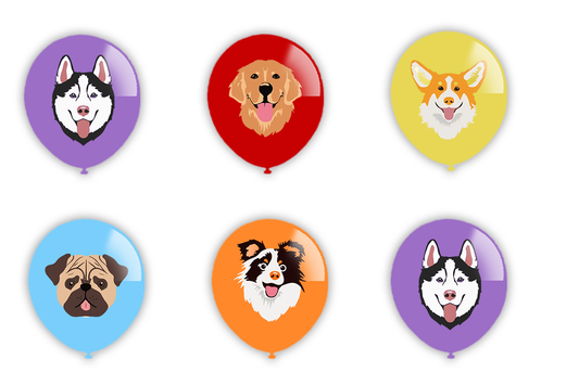 Cute Puppy Dogs Printed Latex Balloons 20 Pack