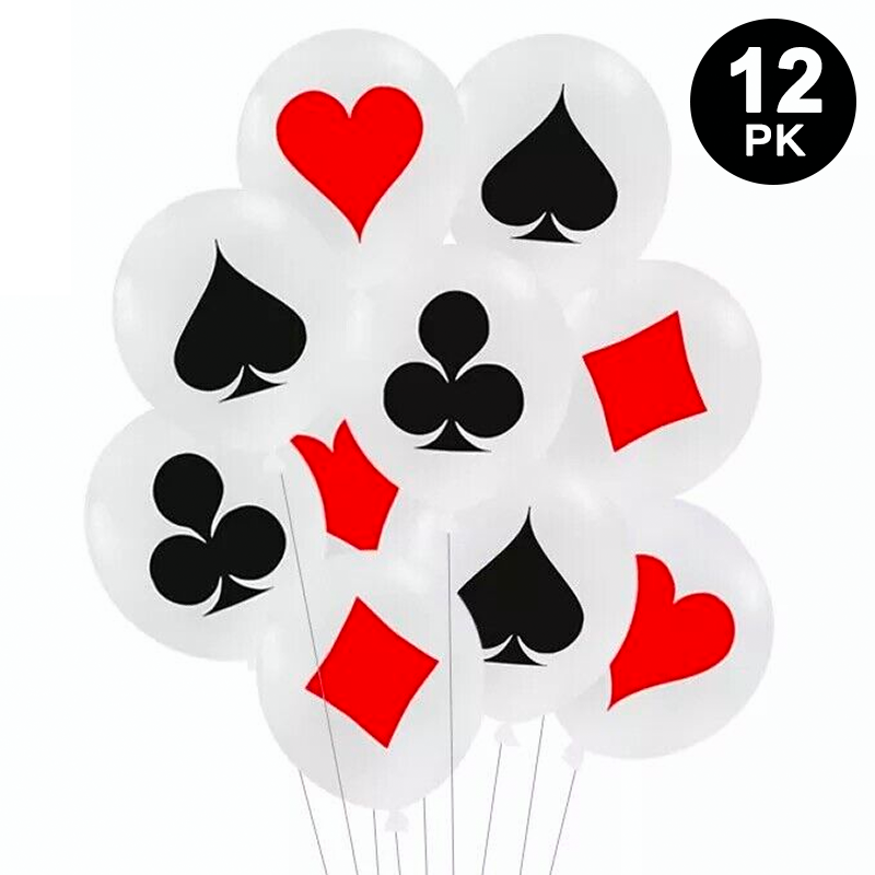 Casino Poker Theme Printed Latex Balloons 12 Pack