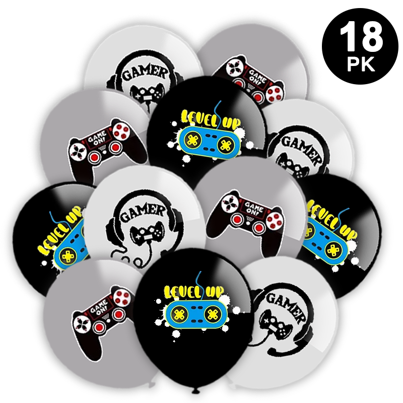 Video Gaming Theme Assorted Latex Balloons 18 Pack