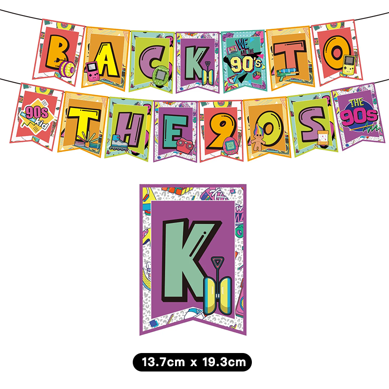 Back to The 90's Retro Birthday Party Banner