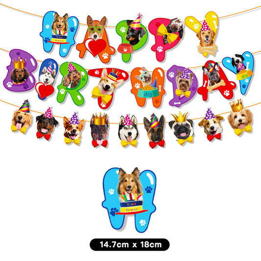 Cute Puppy Dog Birthday Party Banner 2 Meter