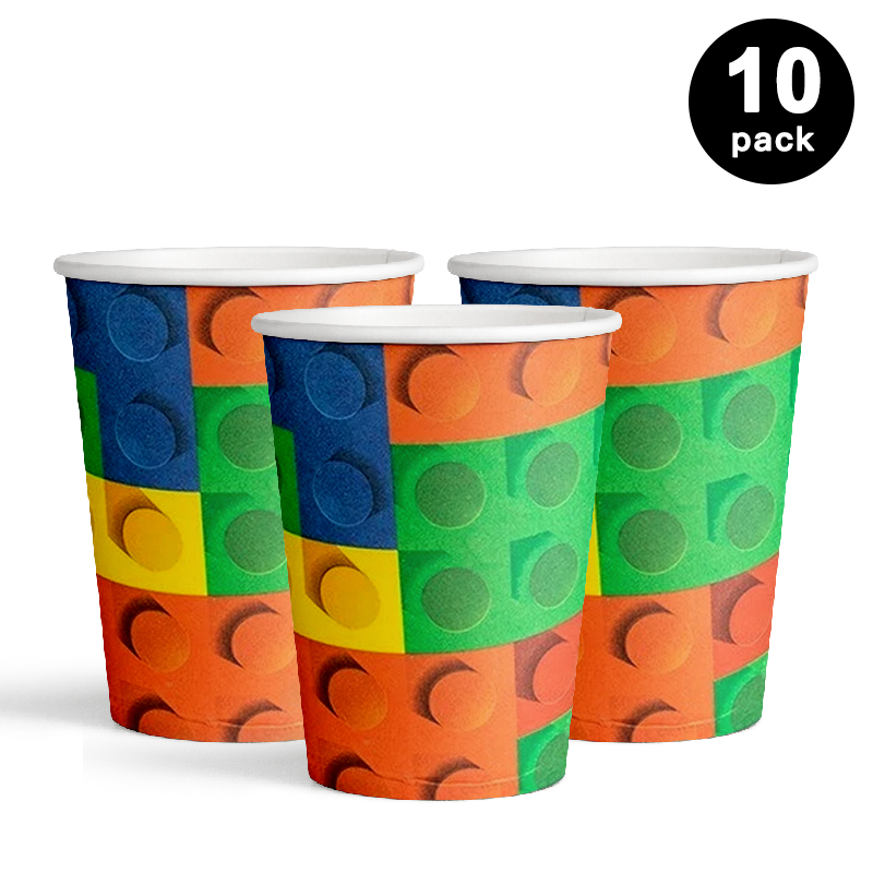 Building Blocks 250ml 8oz Paper Cups 10 Pack