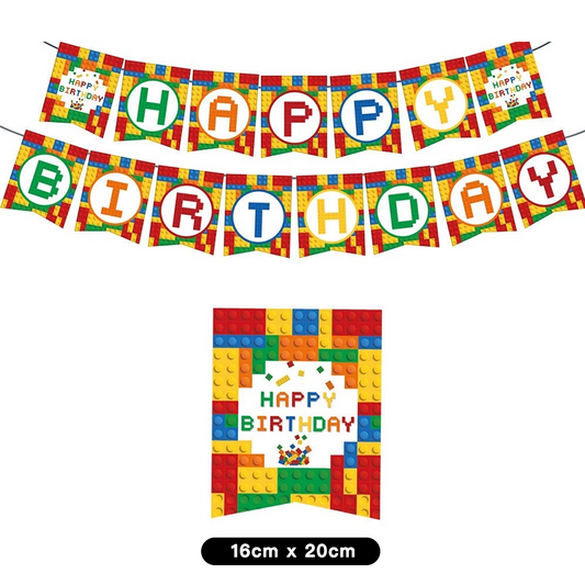 Building Blocks Theme Birthday Party Banner 2 Meter