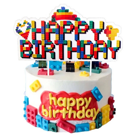 Building Blocks Theme Birthday Cake Topper