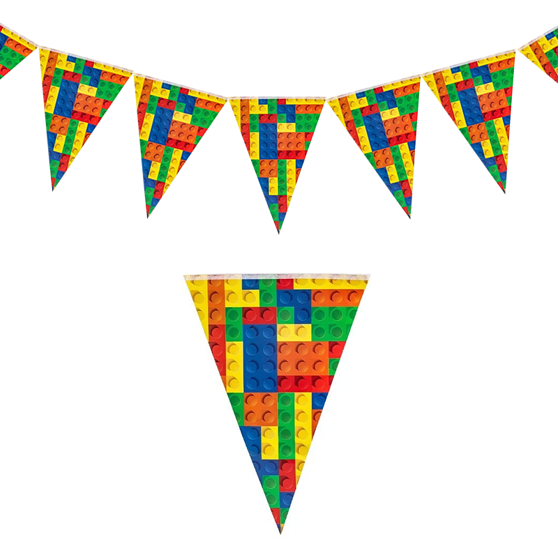 Building Blocks Printed Birthday Party Pennant 2 Meter