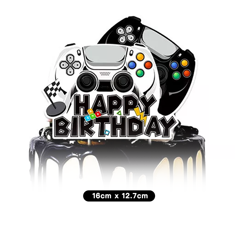 Video Gaming Theme Paper Birthday Cake Topper