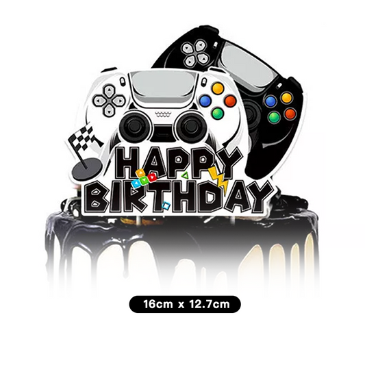 Video Gaming Theme Paper Birthday Cake Topper