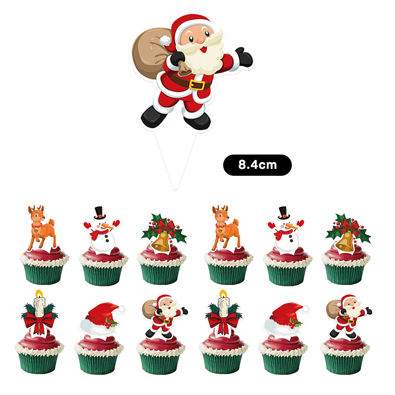 Merry Christmas Party Cupcake Toppers 12 Pack