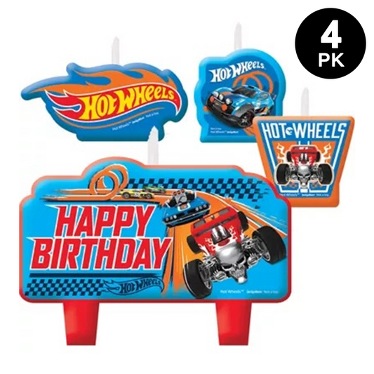Hot Wheels Wild Racer Birthday Candle Set 4 Pack