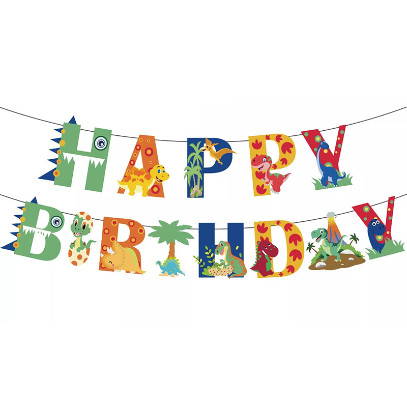 Cartoon Dinosaur Birthday Party Banner 2 Meter
