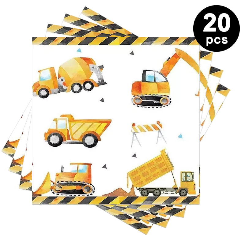 Construction Truck Theme Luncheon Napkins 20 Pack