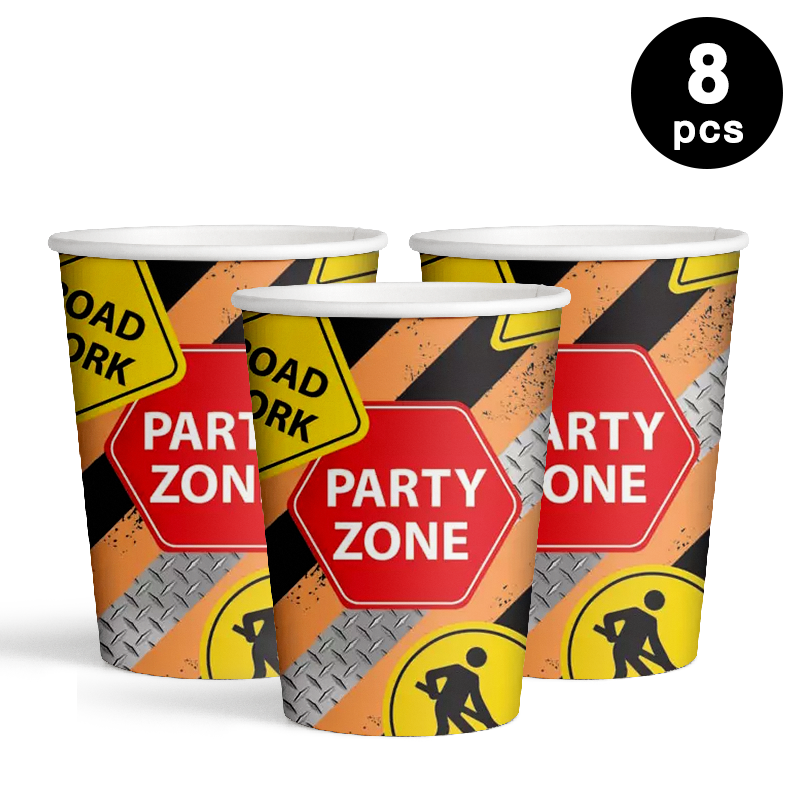 Construction Trucks Party Zone 266ml 9oz Paper Cups 8 Pack