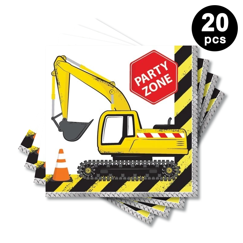 Construction Truck Party Zone Luncheon Napkins 20 Pack