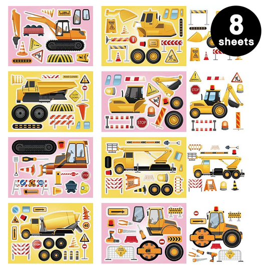 Construction Trucks DIY Stickers 8 Sheets
