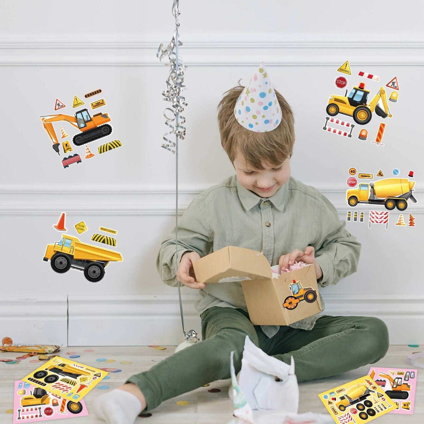 Construction Trucks DIY Stickers 8 Sheets