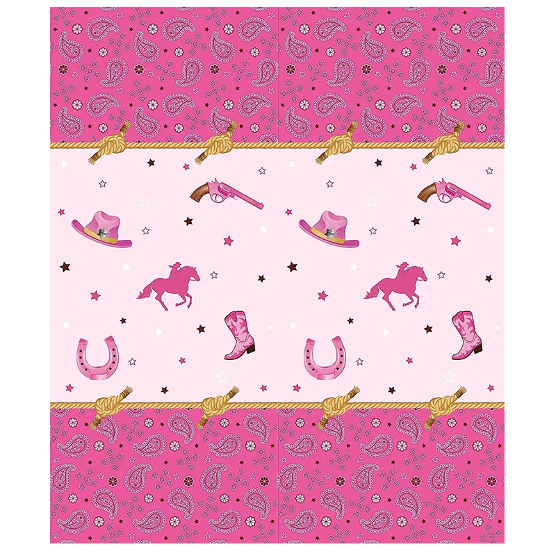 Wild West CowGirl Birthday Table Cover Plastic 220cm x 130cm