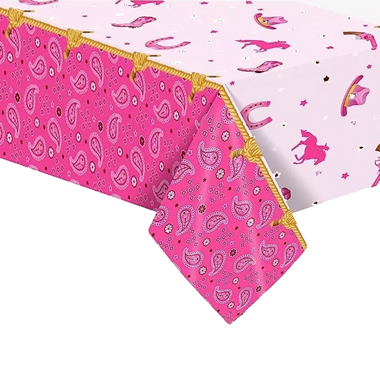 Wild West CowGirl Birthday Table Cover Plastic 220cm x 130cm