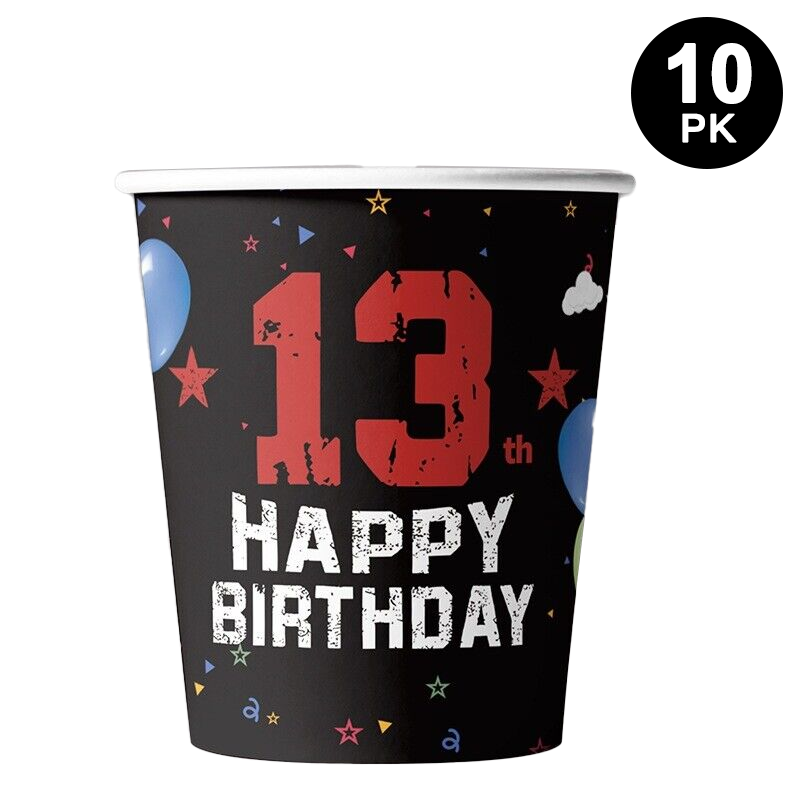 13th Birthday Official Teenager 266ml Paper Cups 10 Pack
