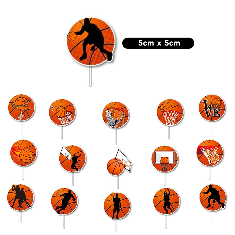 Basketball Cake Cupcake Toppers 16 Pack