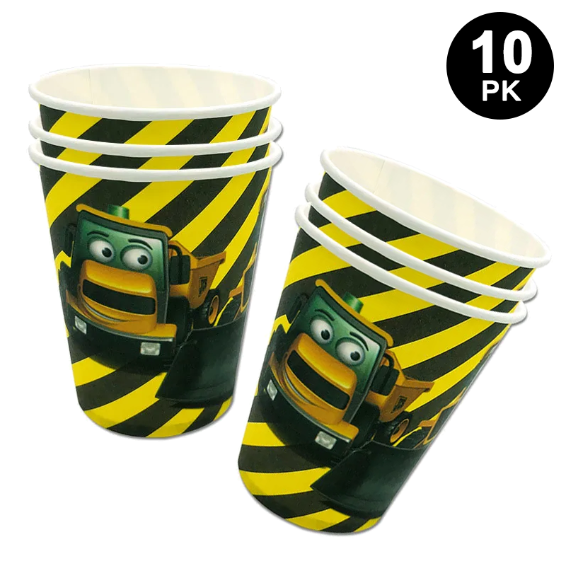 Construction Little Bulldozer 266ml (9oz) Paper Cups 10 Pack