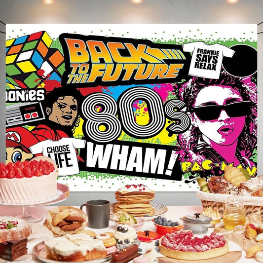 Back to the Future 80's Retro Theme Party Backdrop Banner