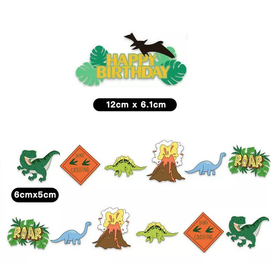 Jurassic Dinosaur Cake Cupcake Toppers 13pcs