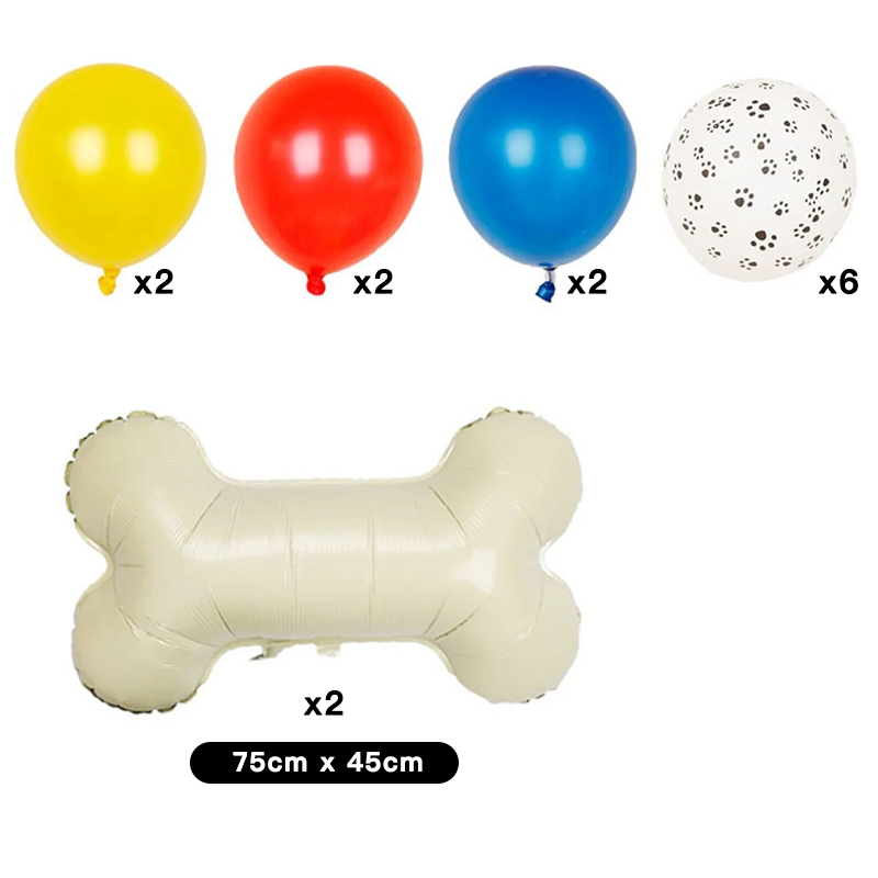 Puppy Paw Pet Dog Foil Latex Balloon Set 14 Pack
